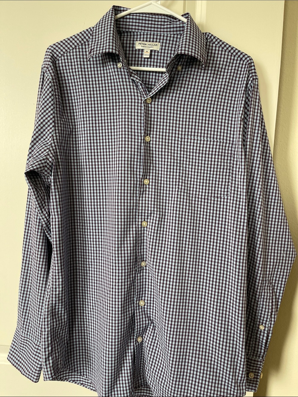 Peter Millar Navy & purple checkered Button-Up Dress Shirt